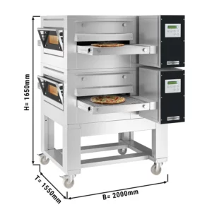 (2 kusy) plynová průběžná trouba - 1550x2000mm - digitální - šířka pásma: 650mm - včetně základního rámu