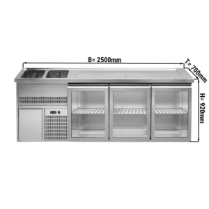 Pivní bar PREMIUM PLUS - 2500x700mm - 3 skleněná dvířka