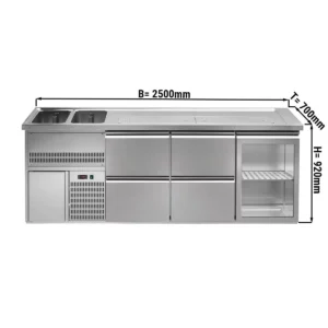 Pivní bar PREMIUM PLUS - 2500 x 700 mm - 1 dvířka a 4 zásuvky