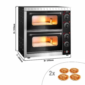 Elektrická mini kamna na pizzu - 4+4x 20cm - manuální