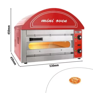 Elektrická trouba na pizzu mini - červená - 1x 34 cm - manuální