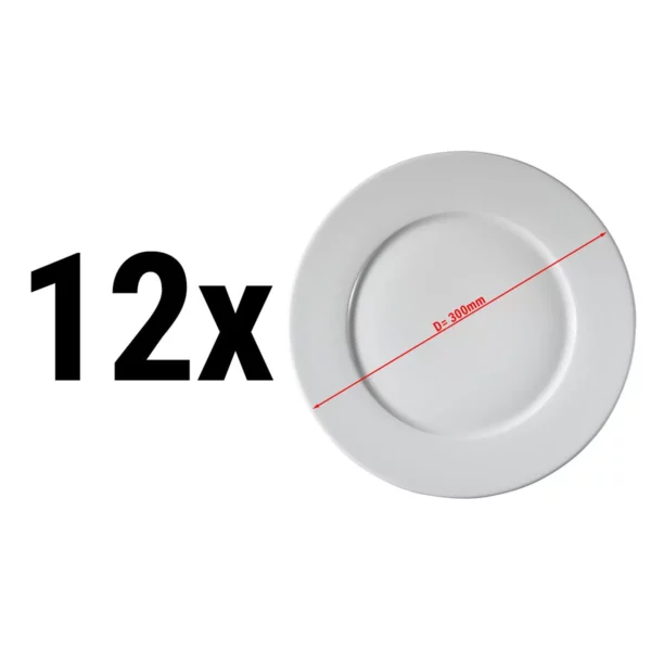 (12 kusů) PERA bílá - talíř plochý - talíř na pizzu - 30 cm