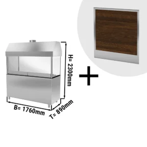 Plynový gril BERLÍN - 1800mm - dřevěné čelo - černá žula pracovní deska