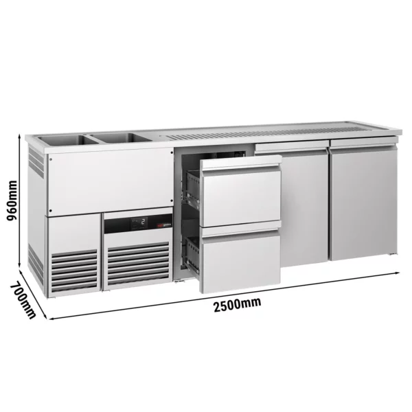 Pivní bar PREMIUM - 2500x700mm - 2 dvířka se 2 zásuvkami
