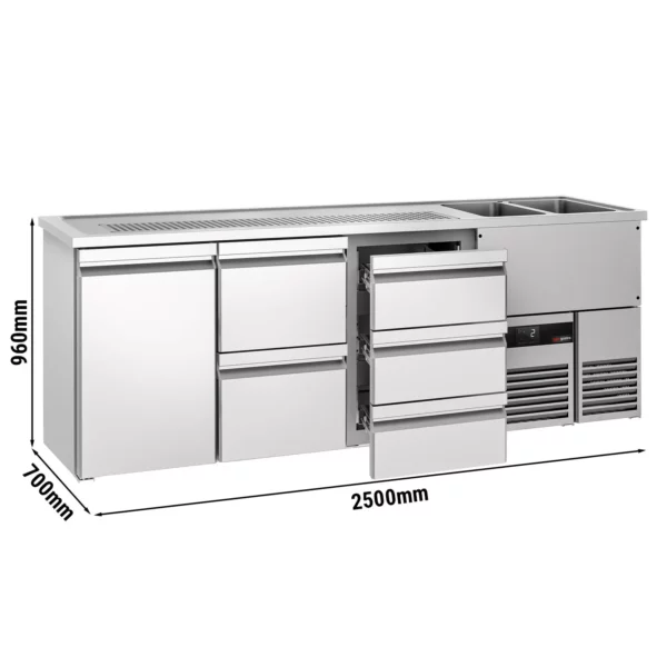 Pivní bar PREMIUM - 2500x700mm - 1 dvířka a 5 zásuvek