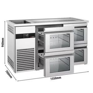 Pivní bar PREMIUM - 1550x700mm - 4 skleněné zásuvky