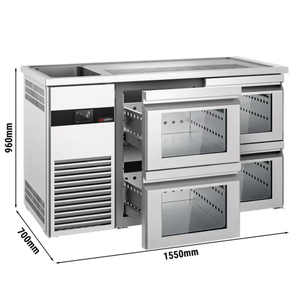 Pivní bar PREMIUM - 1550x700mm - 4 skleněné zásuvky