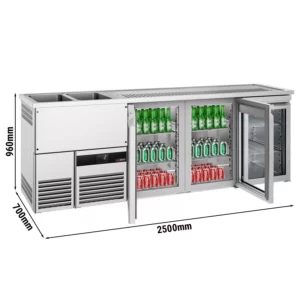 Pivní bar PREMIUM - 2500x700mm - 3 skleněná dvířka