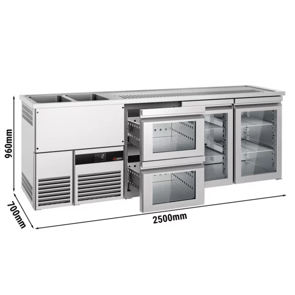 Pivní bar PREMIUM - 2500x700mm - 2 skleněná dvířka a 2 skleněné zásuvky - Image 2