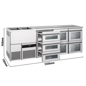 Pivní bar PREMIUM - 2500x700mm - 7 skleněných zásuvek