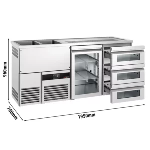 Pivní bar PREMIUM - 1950x700mm - 1 skleněná dvířka a 3 skleněné zásuvky