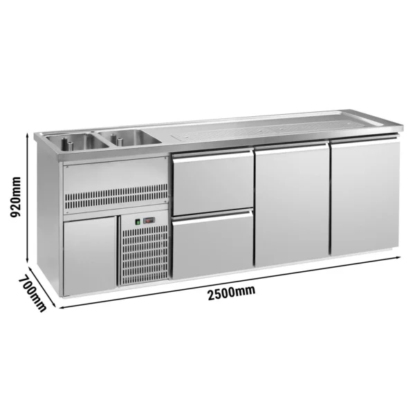 Pivní bar PREMIUM PLUS- 2500x700mm - 2 dvířka a 2 zásuvky