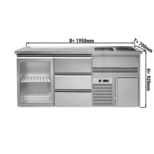 Pivní bar PREMIUM PLUS- 1950x700mm - 1 dvířka a 3 zásuvky