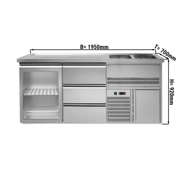 Pivní bar PREMIUM PLUS- 1950x700mm - 1 dvířka a 3 zásuvky