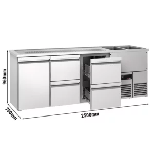Pivní bar PREMIUM - 2500x700mm - 1 dvířka a 4 zásuvky