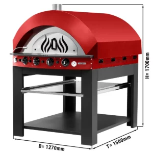 Plynová kamna na pizzu - červená - 9x 25cm - manuální - včetně základního rámu