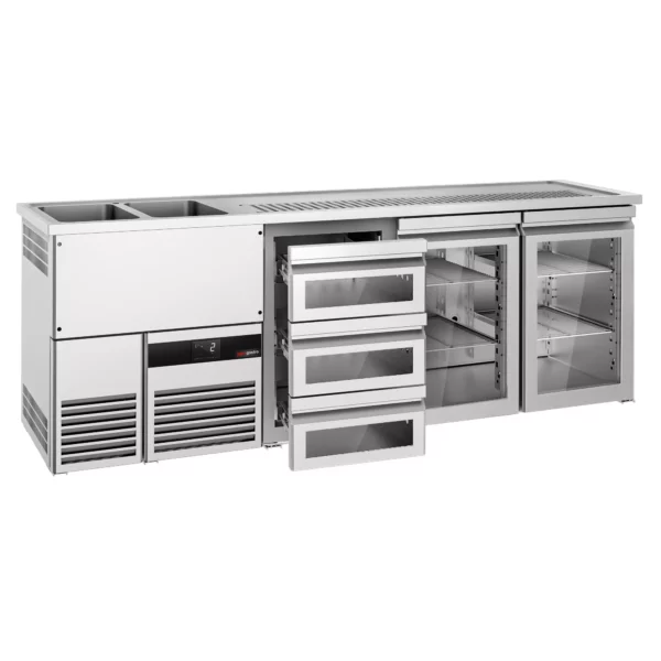 Pivní bar PREMIUM- 2500x700mm - 2 skleněná dvířka a 3 skleněné zásuvky - Image 3