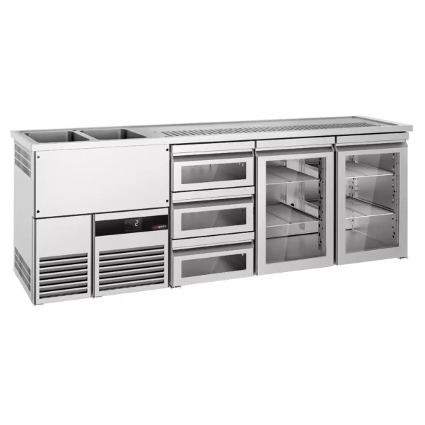 Pivní bar PREMIUM- 2500x700mm - 2 skleněná dvířka a 3 skleněné zásuvky - Image 4