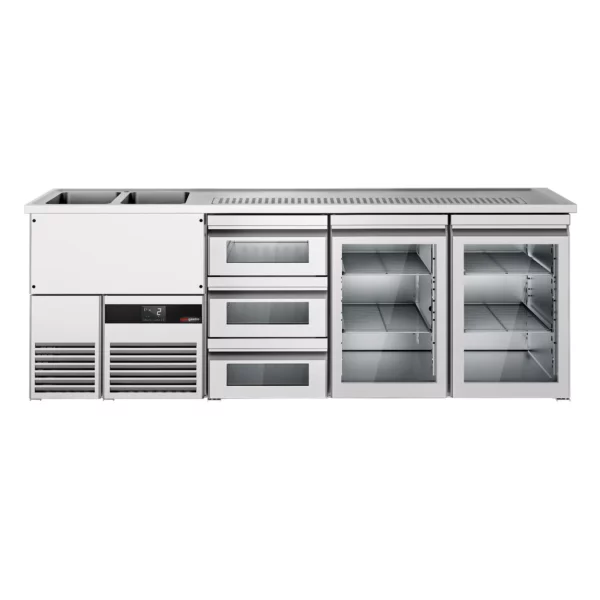 Pivní bar PREMIUM- 2500x700mm - 2 skleněná dvířka a 3 skleněné zásuvky - Image 5