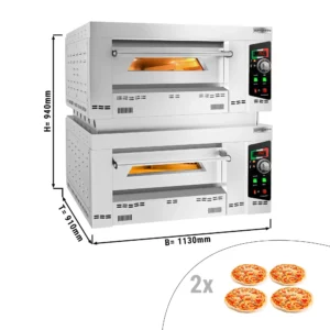 Plynová kamna na pizzu - 4+4x 34cm - ruční - s mezirámem