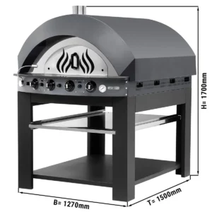 Plynová kamna na pizzu - antracit - 9x 25cm - manuální - včetně základního rámu