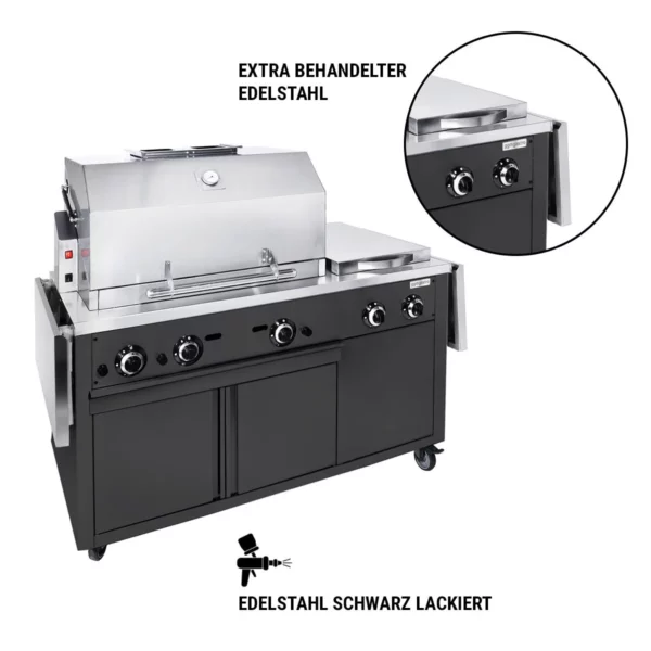 Grilovací stanice - profesionální BBQ kuchyně - černá - Image 3