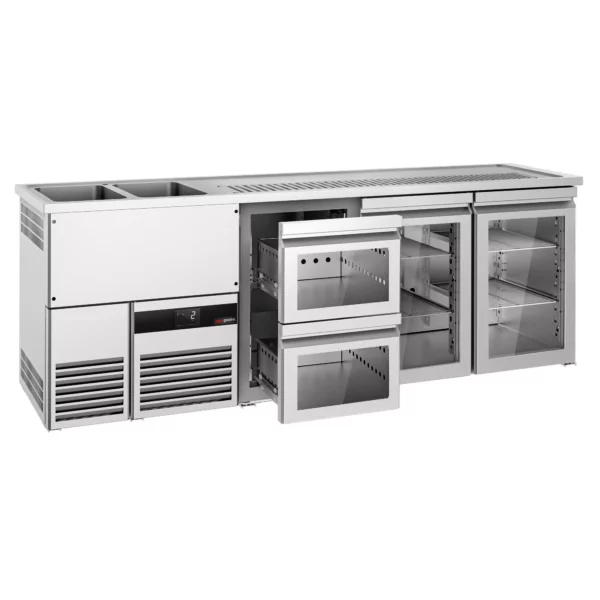 Pivní bar PREMIUM - 2500x700mm - 2 skleněná dvířka a 2 skleněné zásuvky - Image 3