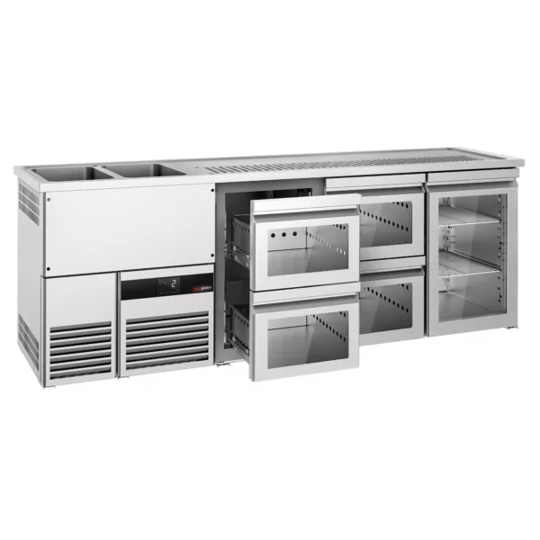 Pivní bar PREMIUM - 2500x700mm - 1 skleněná dvířka a 4 skleněné zásuvky - Image 3