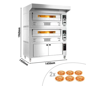 Plynová kamna na pizzu - 6+6x 33cm - manuální - včetně digestoře a skříňky na kynutí