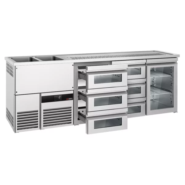 Pivní bar PREMIUM - 2500x700mm - 1 skleněná dvířka a 6 skleněných zásuvek - Image 3