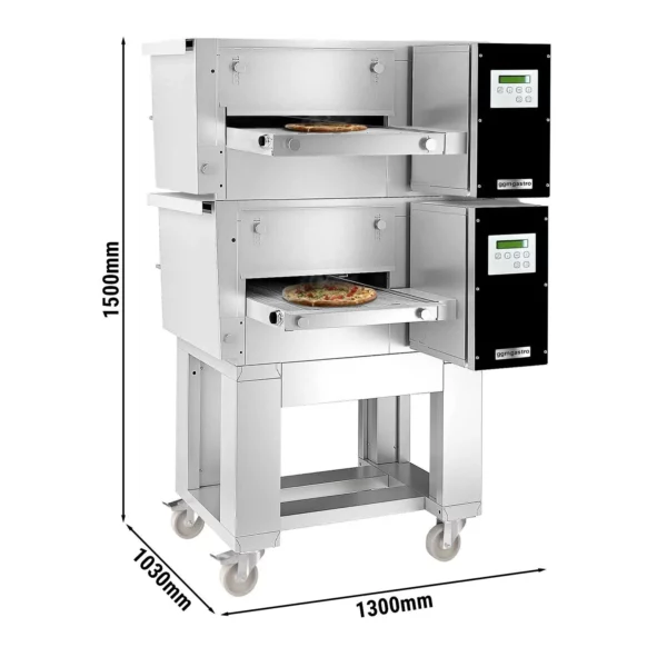 (2 kusy) plynová průběžná trouba - 1300x1000mm - digitální - šířka pásma: 400mm - včetně základního rámu