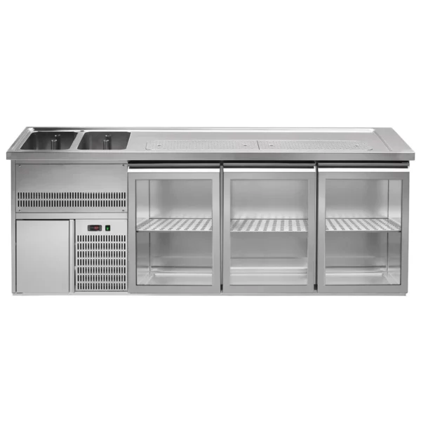 Pivní pult PREMIUM PLUS - 2500x700mm - 2 skleněná dvířka a 2 zásuvky - Image 3