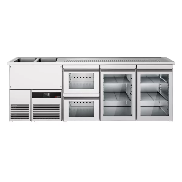 Pivní bar PREMIUM - 2500x700mm - 2 skleněná dvířka a 2 skleněné zásuvky - Image 4