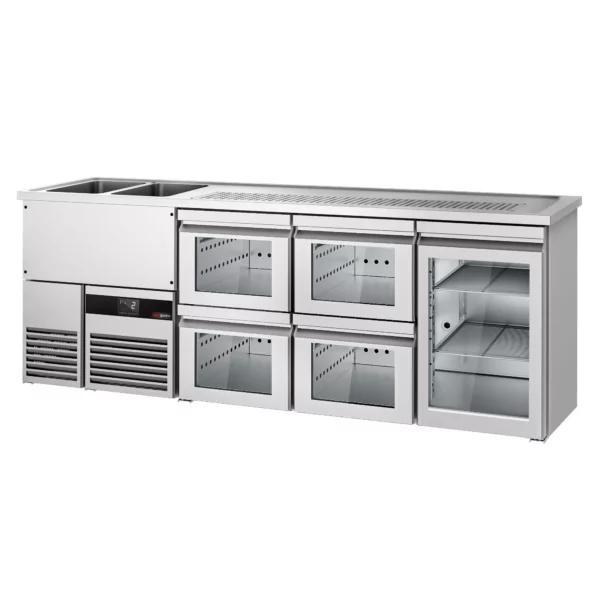 Pivní bar PREMIUM - 2500x700mm - 1 skleněná dvířka a 4 skleněné zásuvky - Image 4