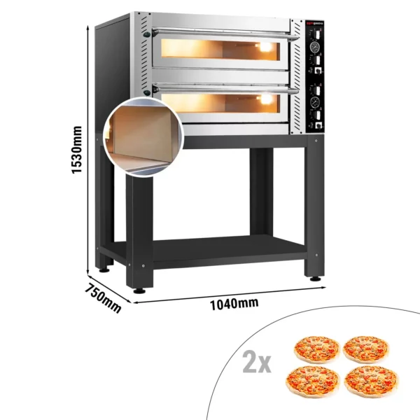 Elektrická kamna na pizzu - (plnošamotová) - 4+4x 30cm - manuální - včetně podstavce