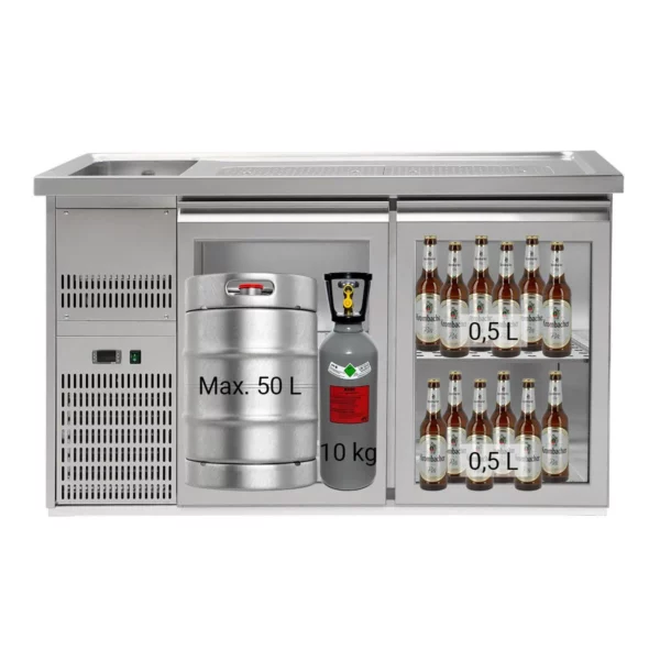 Pivní bar PREMIUM PLUS - 1550x700mm - 2 skleněná dvířka - Image 4