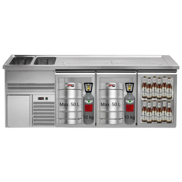 Pivní pult PREMIUM PLUS - 2500x700mm - 2 skleněná dvířka a 2 zásuvky - Image 4