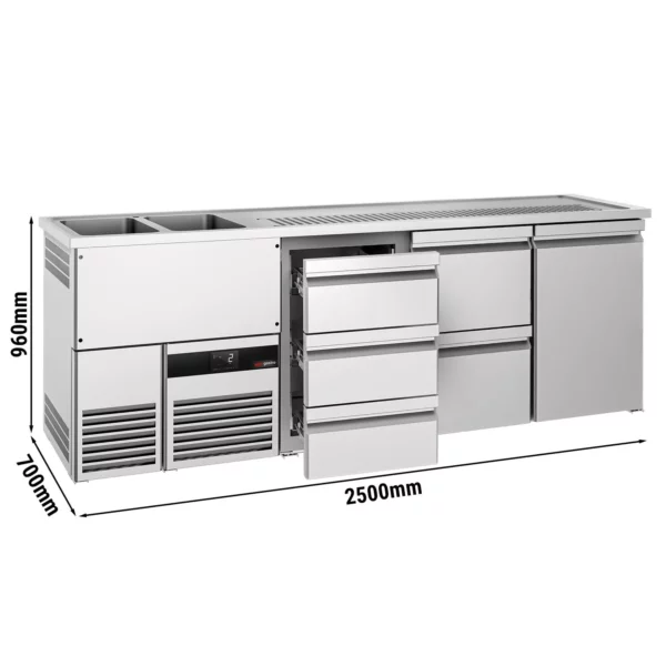 Pivní bar PREMIUM - 2500x700mm - 1 dvířka a 5 zásuvek