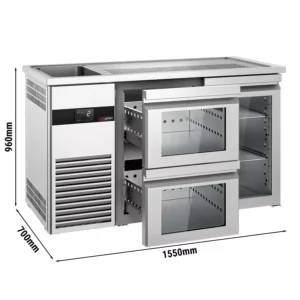 Pivní bar PREMIUM - 1550x700mm - 1 skleněná dvířka a 2 skleněné zásuvky