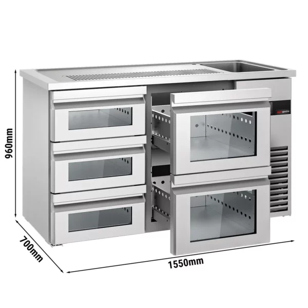 Pivní bar PREMIUM - 1550x700mm - 5 skleněných zásuvek