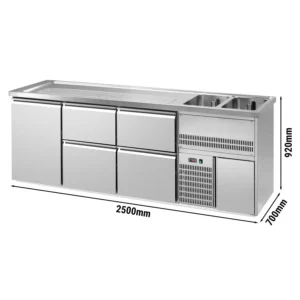 Pivní bar PREMIUM PLUS - 2500 x 700 mm - 1 dvířka a 4 zásuvky