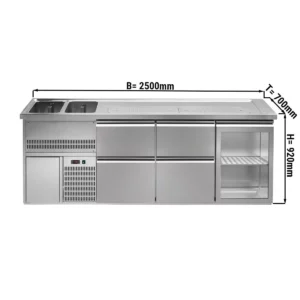 Pivní bar PREMIUM PLUS - 2500 x 700 mm - 1 dvířka a 4 zásuvky