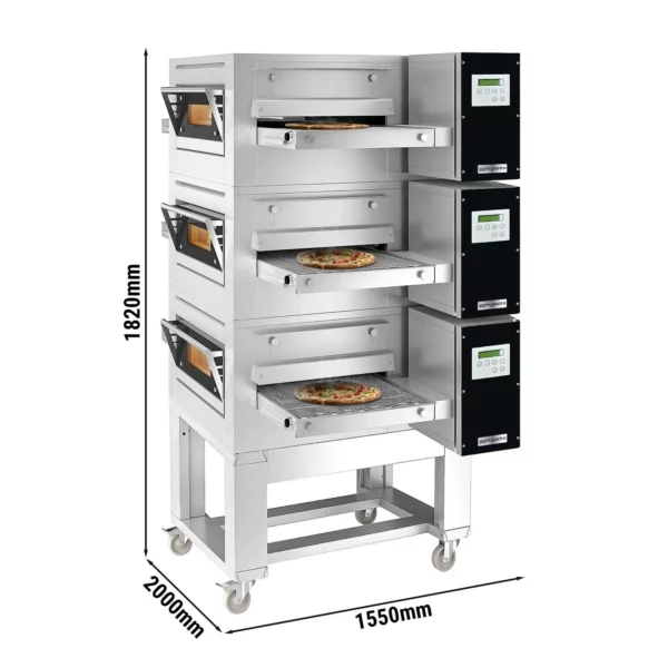 (3 kusy) plynová průběžná trouba - 1550x2000mm - digitální - šířka pásma: 650mm - včetně základního rámu