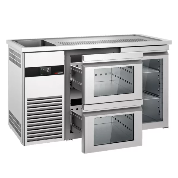Pivní bar PREMIUM - 1550x700mm - 1 skleněná dvířka a 2 skleněné zásuvky - Image 3