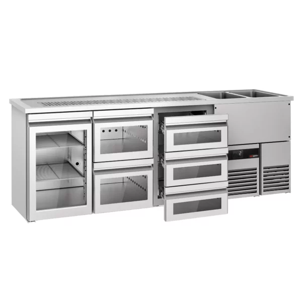 Pivní bar PREMIUM - 2500x700mm - 1 skleněná dvířka a 5 skleněných zásuvek - Image 3