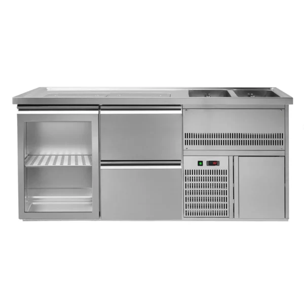 Pivní pult PREMIUM PLUS - 1950x700mm - 1 skleněná dvířka a 2 zásuvky - Image 3