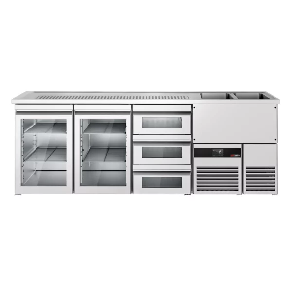 Pivní bar PREMIUM - 2500x700mm - 2 skleněná dvířka a 3 skleněné zásuvky - Image 4