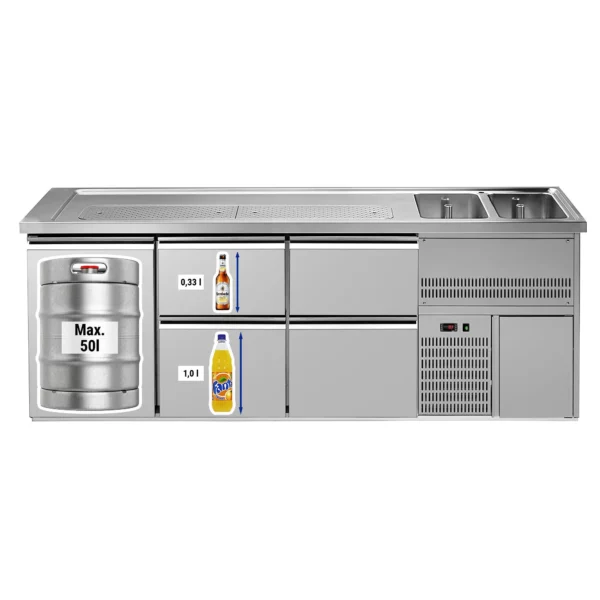 Pivní bar PREMIUM PLUS - 2500 x 700 mm - 1 dvířka a 4 zásuvky - Image 4