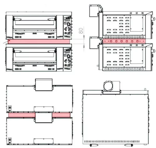 Plynová kamna na pizzu - 6+6x 34cm (hluboká) - manuální - s mezirámem - Image 2