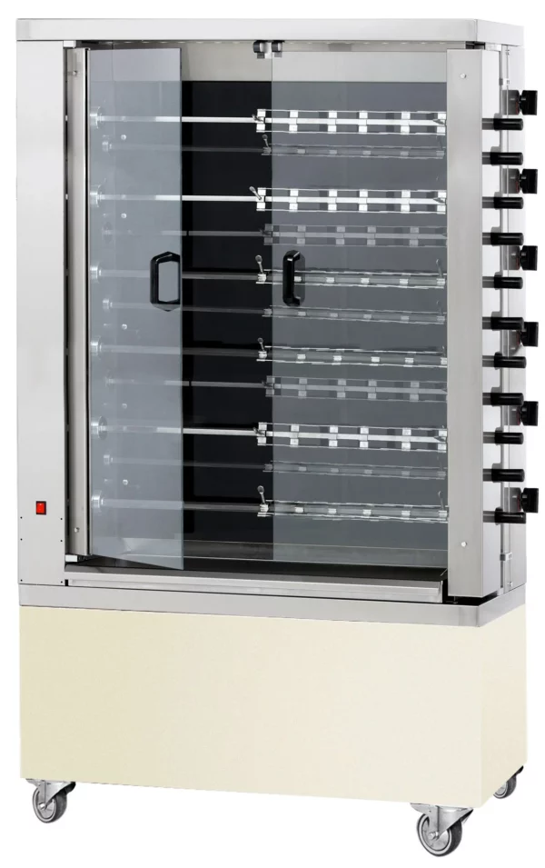 Sklokeramický elektrický gril na kuřata PREMIUM s 11 rožněmi pro 66 kuřat - 1098 x 660 x 1860 mm - Image 4